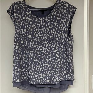 Banana Republic Lilac and White Leopard Cap Sleeve Blouse